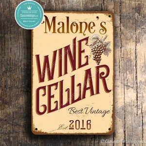 CUSTOM WINE CELLAR Sign, Personalized Wine Cellar Sign, Vintage Style Wine Cellar Sign, Wine Cellar, Wine Cellar Decor, Wine Cellar Sign image 1