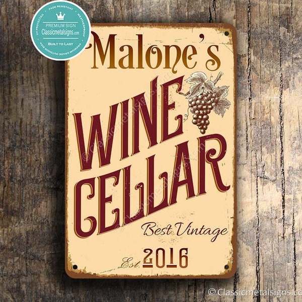 CUSTOM WINE CELLAR Sign, Personalized Wine Cellar Sign, Vintage Style Wine Cellar Sign, Wine Cellar, Wine Cellar Decor, Wine Cellar Sign