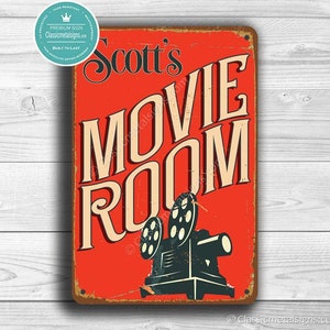 CUSTOM MOVIE ROOM Sign, Personalized Movie Room Signs, Vintage style Movie Room Sign, Movie Room Decor, Movie Room, Custom Sign, Movie Signs