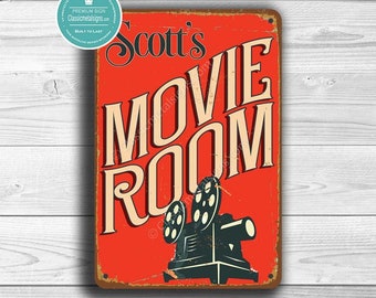 CUSTOM MOVIE ROOM Sign, Personalized Movie Room Signs, Vintage style Movie Room Sign, Movie Room Decor, Movie Room, Custom Sign, Movie Signs