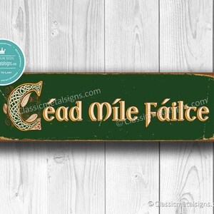 Cead Mile Failte Sign: Irish Celtic Welcome - Rustic Bar Wall Art