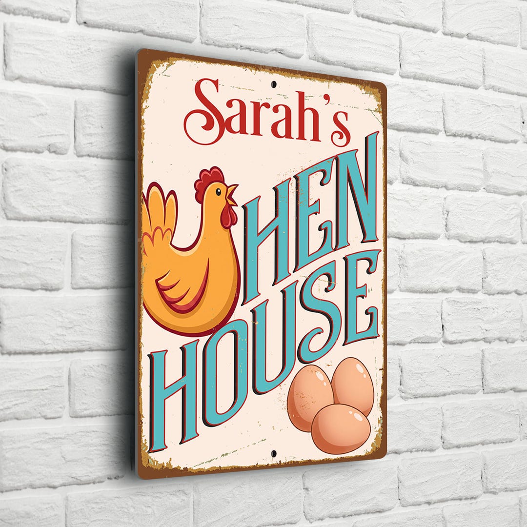 Hen Sign Personalized Hen House Sign: Weatherproof Chicken Coop Signs, Custom ...