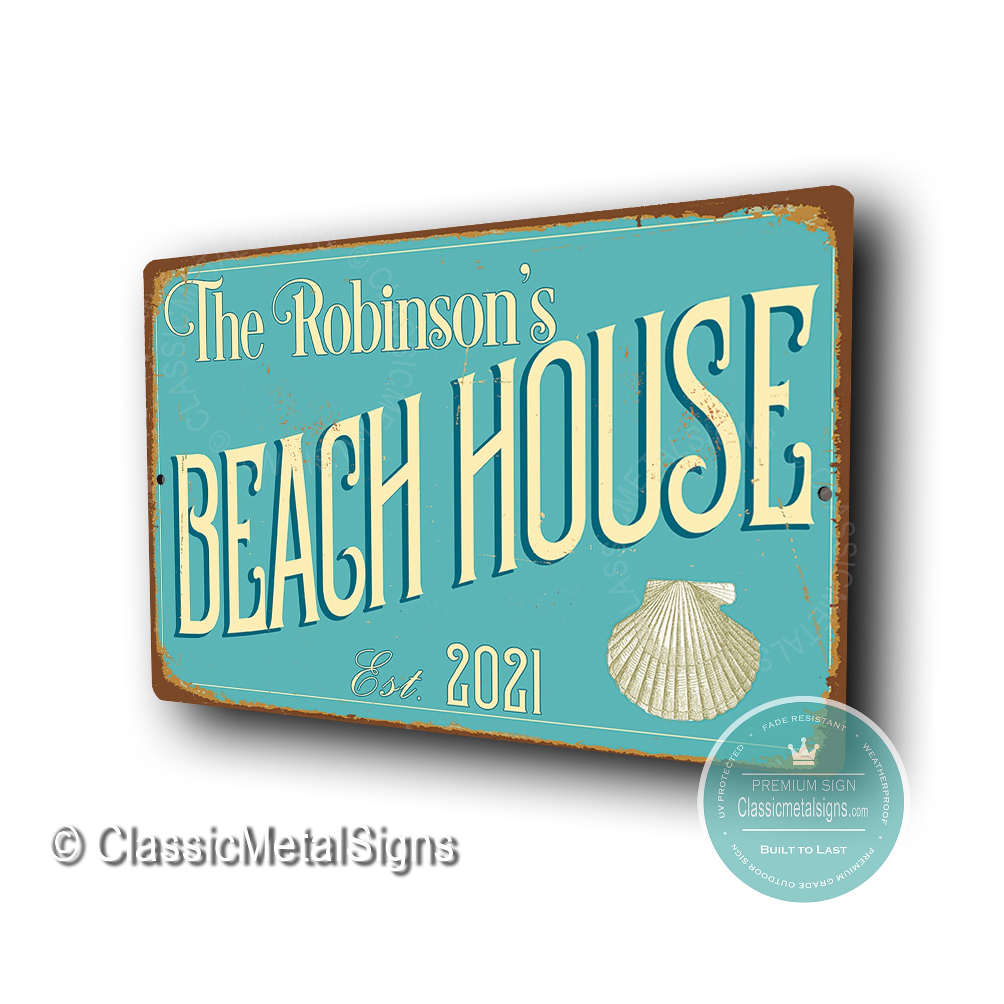 CUSTOM BEACH HOUSE Sign Vintage Style Beach House Sign Beach Etsy