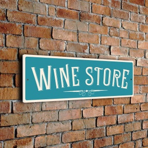 WINE STORE Sign, Classic Style Wine Store Sign with UV Protected Fade resistant Print. Wine Store Gift Ideas, Wine, Plaque for Wine Store, Blue