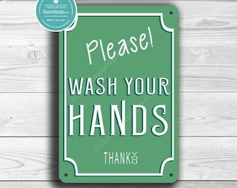 Please Wash Your Hands Sign for Bathrooms, Rustic Decorative Wall Display