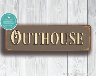 Vintage Style Outhouse Sign: Rustic Outdoor Restroom Decor