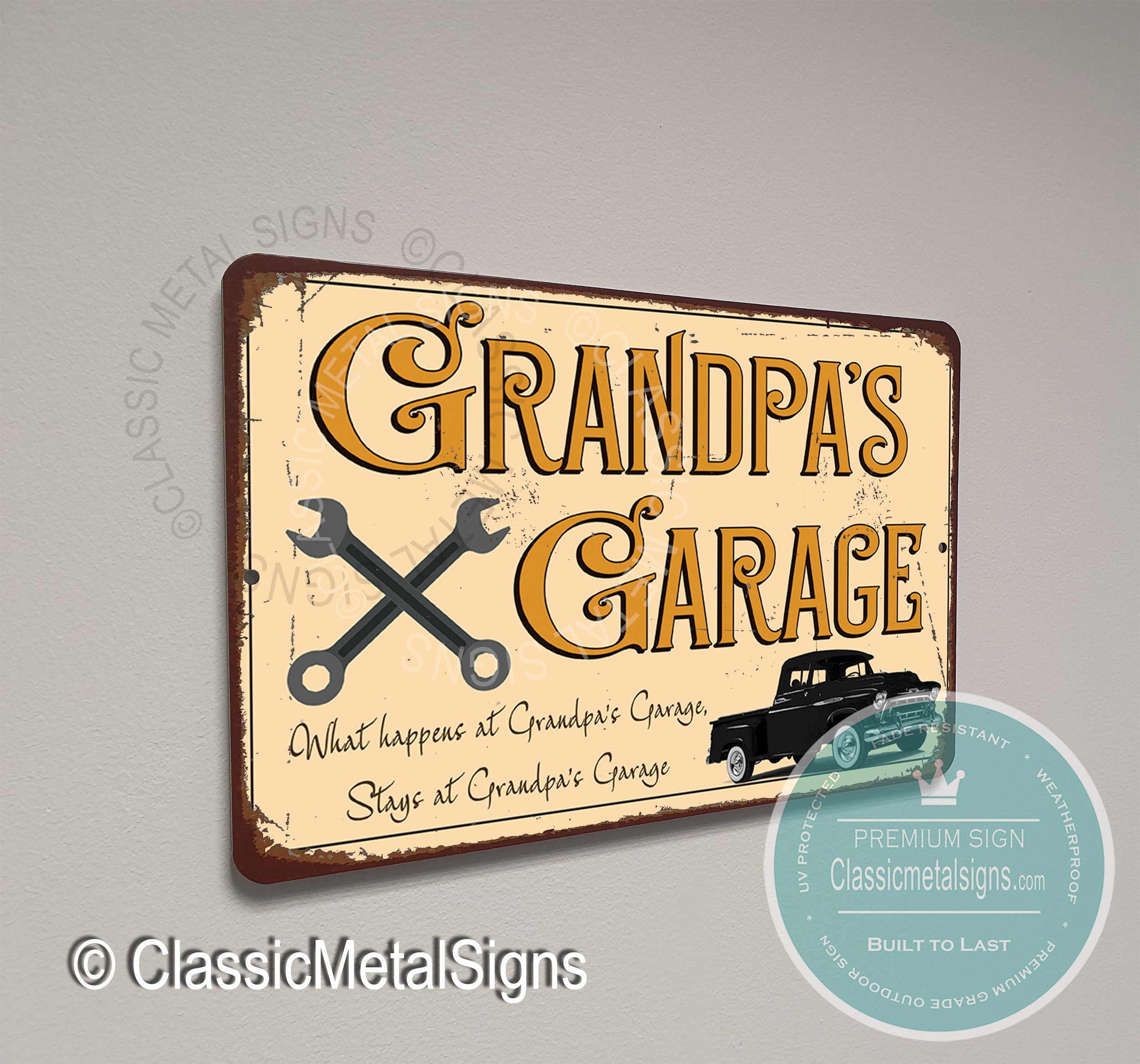 Gift for Papa- Wood shop- Garage sign - Vintage Style Sign - Man