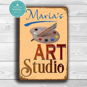 CUSTOM ART STUDIO Sign, Personalized Art Studio Sign, Vintage style Art Studio Sign, Gift For Artist, Gift For Art Teacher, Artist Gifts