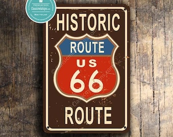 Historic Route 66 Sign: Retro Highway Wall Art Classic Travel Vintage Decor