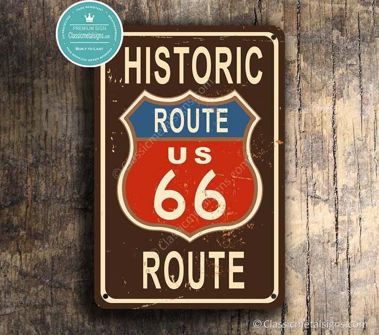 Historic Route 66 Sign: Retro Highway Wall Art Classic Travel