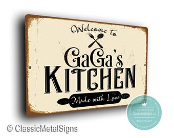GaGa’s Kitchen Sign, Vintage Metal Gift for Grandma and Home Cooks