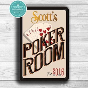 CUSTOM POKER ROOM Sign, Customizable Poker Room Signs, Vintage style Poker Room Sign, Personalized Poker Room sign, Gift for Him, Poker Room