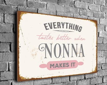 Nonna’s Kitchen Sign: Charming Retro Wall Art Cozy Italian Cooking Decor Accent