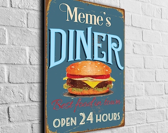Meme's Diner Sign, GIFT FOR MEME, Grandmother, Custom Signs, Diner Sign, Meme Gift, Gift Meme, Diner  Decor, Meme's Diner, CMSDN04122322