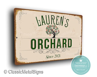 ORCHARD SIGN, Personalized Orchard Sign, Orchard , Outdoor Sign, Custom Orchard sign, Apple Tree Sign, Gift for Orchard Owner, Orchard Signs