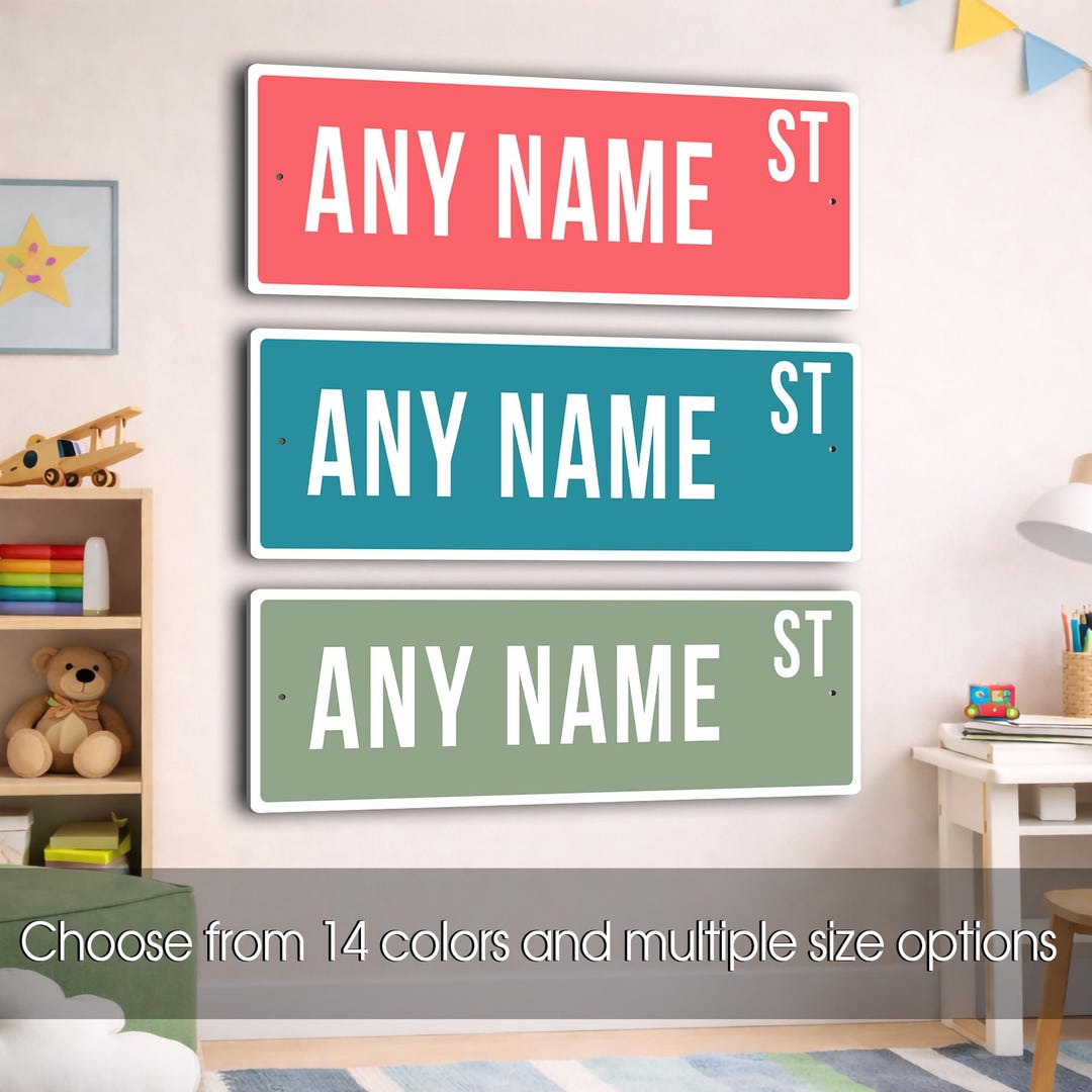 Personalized Street Sign, Custom Name Metal Decor, Kids Room Wall Art ...