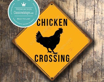 CHICKEN CROSSING SIGN - Chicken Crossing Signs, Warning Chicken Crossing, Chicken Signs, Chicken Coop Decor, Chicken Xing, Yellow Sign