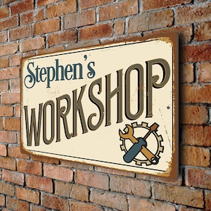 Workshop Wall Sign: Custom Name Garage Decor (Weather-Resistant)