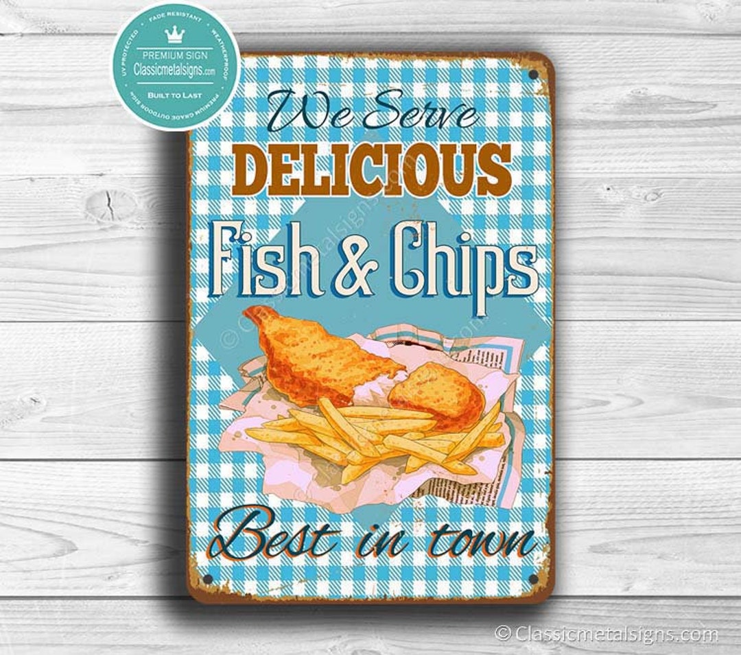 FISH and CHIPS SIGN, Vintage Style Fish and Chips Sign, Fish and Chips ...