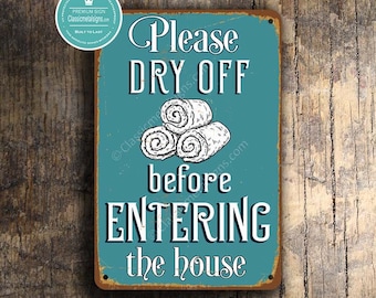 PLEASE DRY OFF before entering house, Pool Rules Signs, Please Dry Off Sign, Vintage style Pool Rules, Outdoor Pool Signs, Pool Decor