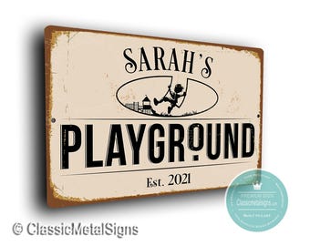 Personalized Playground Sign: Vintage Style Kids Play Area Décor