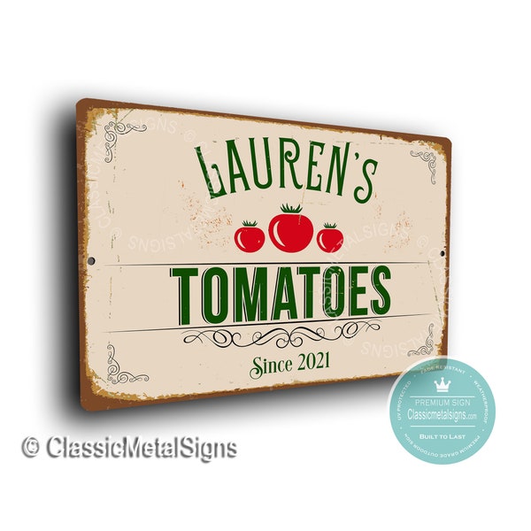 TOMATENSCHILD, personalisiertes Tomatenschild, Tomate, Außenschild, individuelles Tomatenschild, Geschenk für Tomatengartenbesitzer, Tomatenschilder