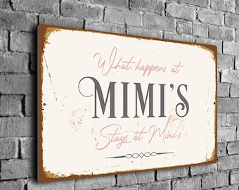 Vintage Mimi's House Sign: Rustic Style Welcome Decor