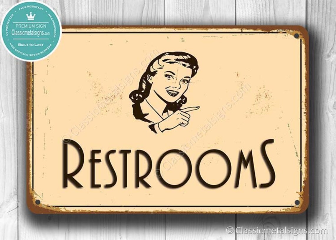 RESTROOM SIGN Restroom Signs Vintage Style Restroom Sign Etsy