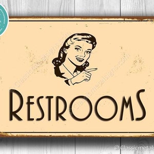 RESTROOM SIGN, Restroom signs, Vintage style Restroom Sign, Directional restroom sign, Toilet Sign, bathroom sign, Restroom Decor, Signs