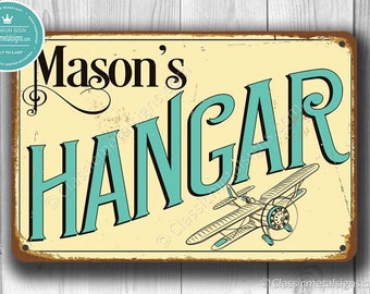 Hangar Sign, Vintage Style Hangar Sign, Outdoor Signs, Custom Signs, Outdoor Hangar Sign, Aviation Decor, Pilots Name Sign, Gift for Pilot