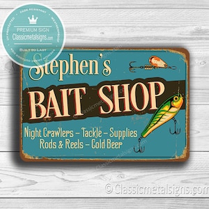 PERSONALIZED BAIT SHOP Sign, Custom Bait Shop Sign, Tackle, Bait Shop Sign, Gift for Fisherman, Fishing Gift, Fishing Decor, Bait Shop Signs