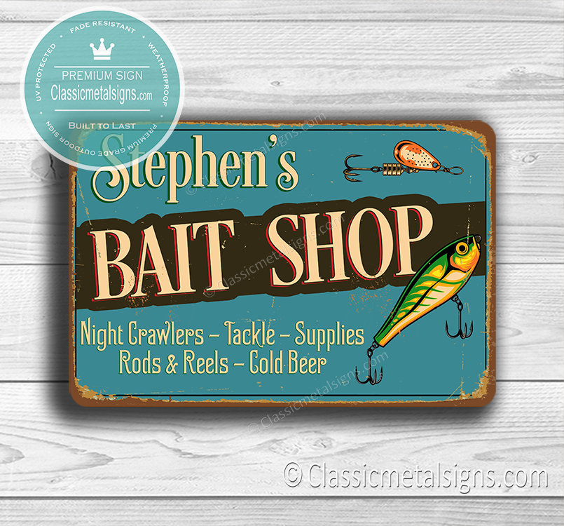 Custom Fishing Tackle Vintage Style Metal Sign - Personalized