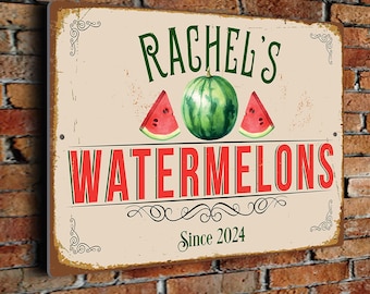 Personalized Watermelon Garden Sign: Custom Outdoor Yard Décor for Gardens and Farms