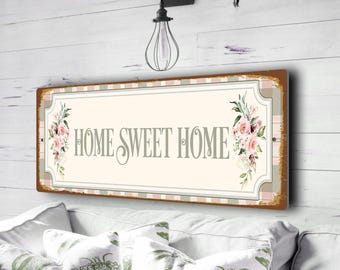 Home Sweet Home Sign | Vintage Farmhouse Metal Decor, Housewarming Gifts