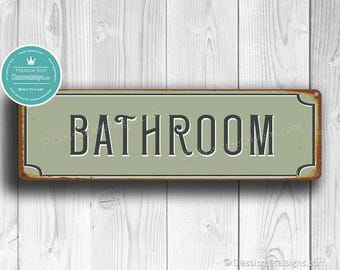 Vintage Bathroom Sign: Retro Style Wall or Door Decor