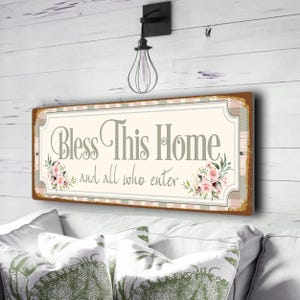 Bless This Home Sign | Vintage Style Wall Art, Housewarming Gifts. New Homeowner Gift