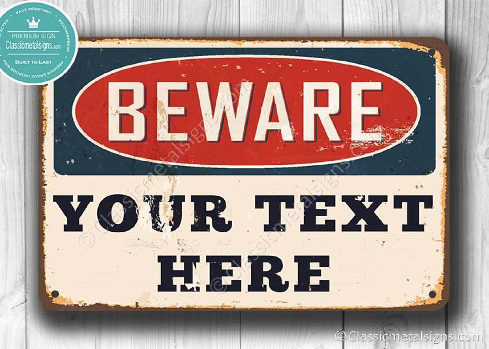 BEWARE SIGN Beware Signs Customizable Beware Sign-vintage | Etsy
