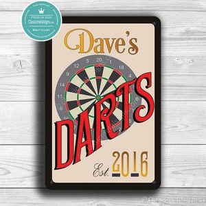 DARTS SIGN, Customizable Darts Room, Vintage style Game Room, Customizable Signs, Darts, Signs, Custom Dart Room sign, Game Room Decor