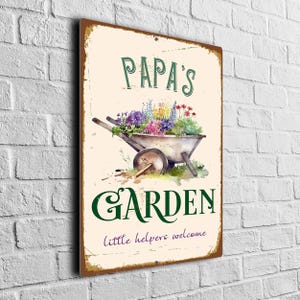 Papas Garden Sign, Rustic Outdoor Yard Decor Gift for Papa image 2