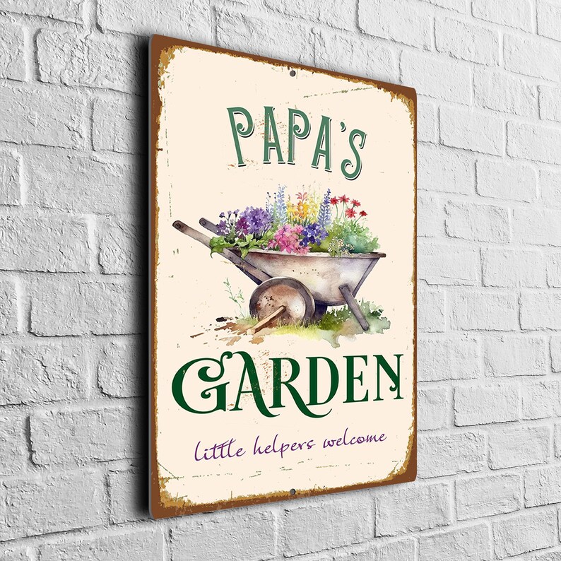 Papas Garden Sign, Rustic Outdoor Yard Decor Gift for Papa image 2