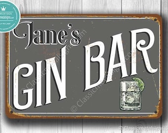 Customizable Gin Bar Sign: Vintage Style Home Bar Decor