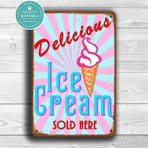 ICE CREAM SIGN, Vintage style Ice Cream Sign, Ice Cream Parlour Sign, Delicious Ice Cream, Ice Cream Decor, Ice Cream Party Sign ice