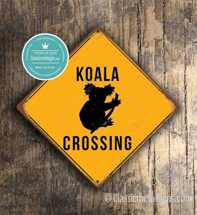 Koala Crossing-bord: Rustieke vintage look - Geschikt voor binnen en buiten afbeelding 1