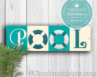 POOL SIGN, Swimming Pool Sign, Turquoise Blue Pool Sign, Pool Decor, Outdoor Signs, Turquoise Pool Decor, Weatherproof Signs, Pool Sign