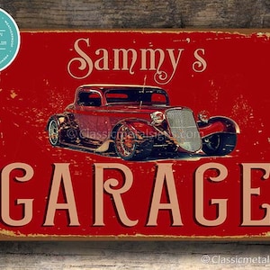 CUSTOM GARAGE SIGN, Customizable Garage Signs, Vintage style Garage Sign, Personalized Garage sign, Garage Name Signs, Gift for Him,Car Sign
