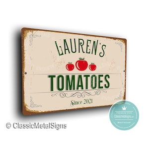 Tomatenschild: Rustikale, personalisierte Gartendekoration (verschiedene Größen)