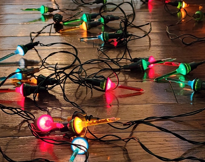 Vintage Bubbling Lights, Miniature Bubble Lights, All Green Cord and