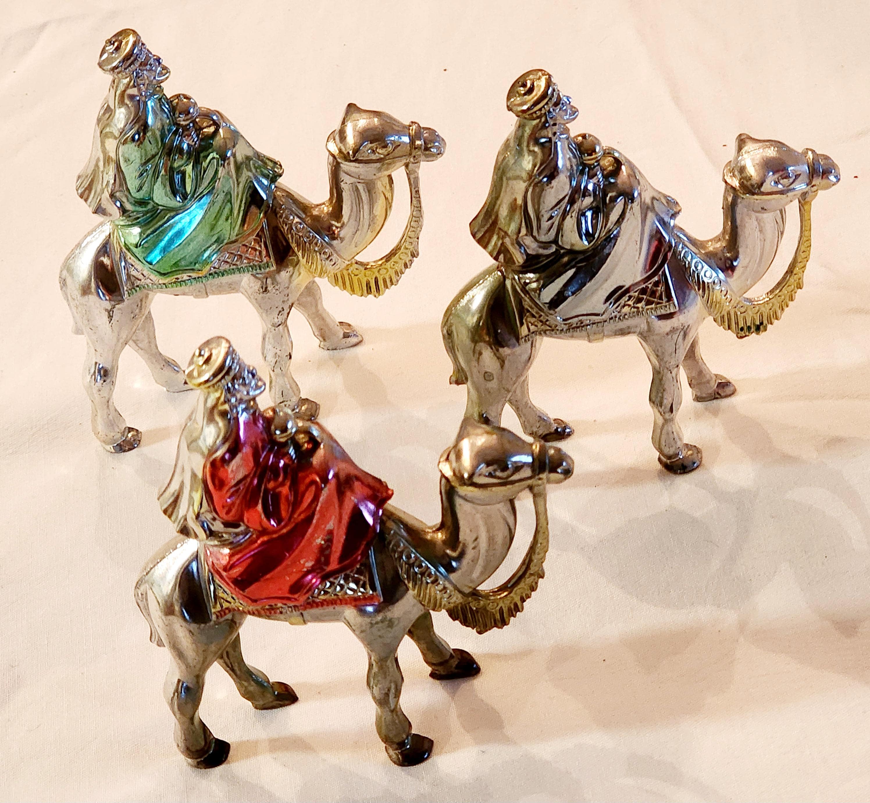 Vintage Three Kings by Bradford Three Wise Men on Camels Blue Red