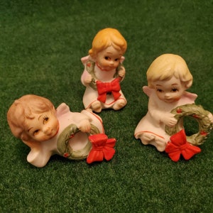 Set of 3 Vintage Christmas Angel Ceramic Figurines