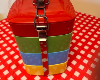 Tiffin Multi-Layer Lunch Box | Vintage Picnic Lunch Carrier w/ Handle | Vintage  Bento Box Lunch Box |  Stacking Food Carrier